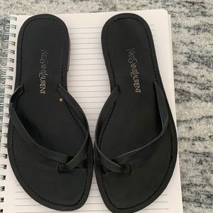 YSL black leather sandal, size 7